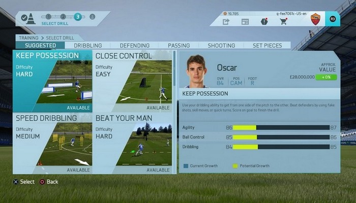 FIFA 16 Career Traininig (In Menus)