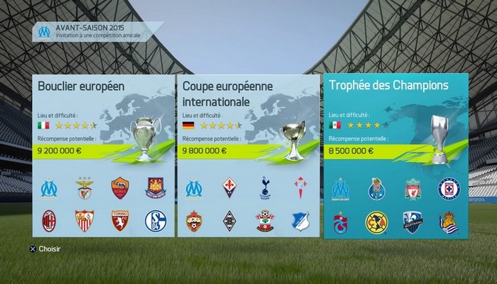 FIFA 16 Carrière (dans les menus)