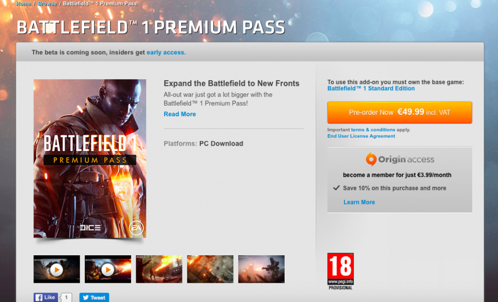Battlefield 1 premium
