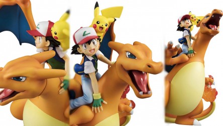 Image d'illustration pour l'article : Pokemon s'offre une figurine G.E.M. avec Sacha, Pikachu et Dracaufeu