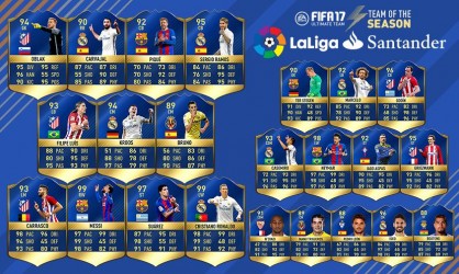 Image d'illustration pour l'article : FIFA 17 dévoile sa Team Of The Season spéciale Liga