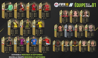 Image d'illustration pour l'article : FIFA 18 dévoile les joueurs de la première Team Of The Week !