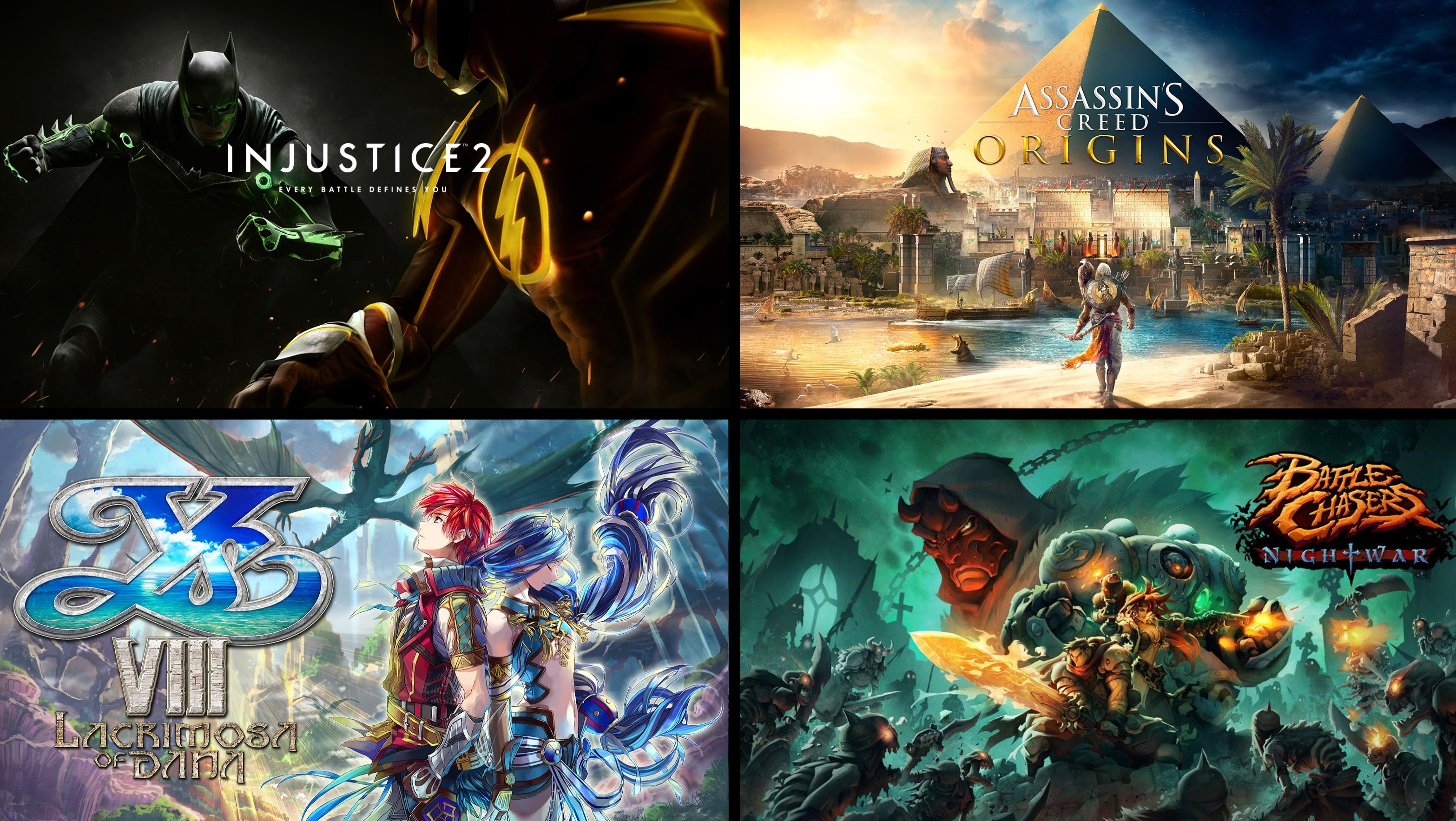 Injustice2 ys viii battle chasers assassin's creed origins
