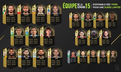 Image d'illustration pour l'article : FIFA 18 dévoile sa Team Of The Week numéro 15 !