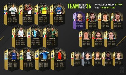 Image d'illustration pour l'article : FIFA 18 dévoile sa Team Of The Week numéro 36 !