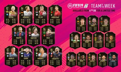 Image d'illustration pour l'article : FIFA 19 dévoile sa Team Of The Week numéro 4