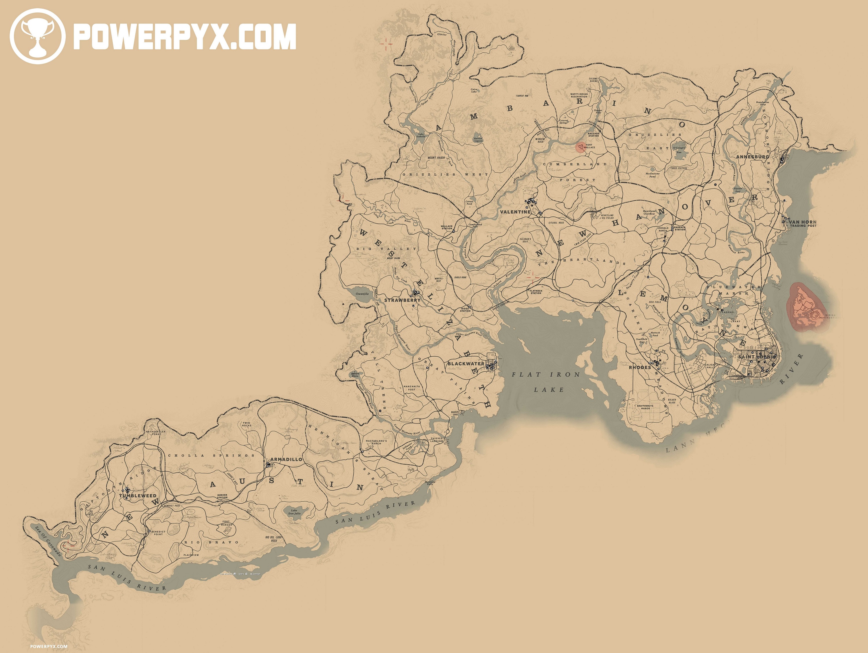 Red dead map