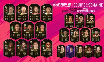 Image d'illustration pour l'article : FIFA 19 dévoile sa Team Of The Week numéro 14
