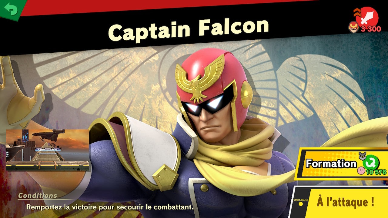 Soluce super smash bros ultimate - mode aventure - le circuit - captain falcon - stats