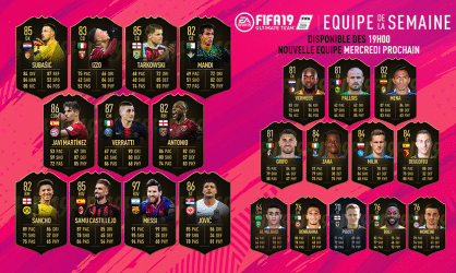 Image d'illustration pour l'article : FIFA 19 dévoile sa Team Of The Week numéro 24
