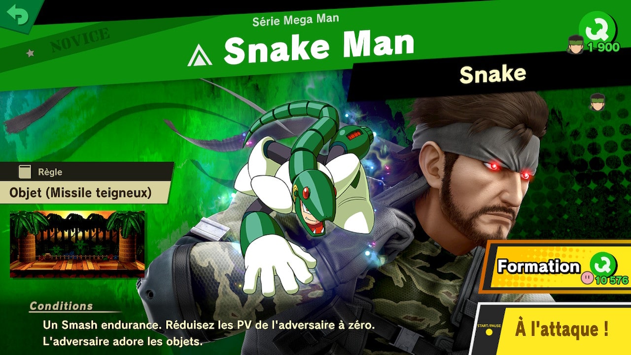 Soluce super smash bros ultimate - mode aventure - le plateau - snake man - stats