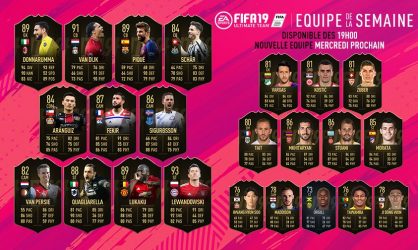 Image d'illustration pour l'article : FIFA 19 dévoile sa Team Of The Week numéro 25