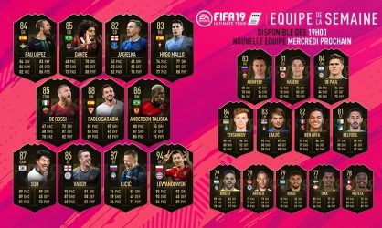 Image d'illustration pour l'article : FIFA 19 dévoile sa Team Of The Week numéro 30
