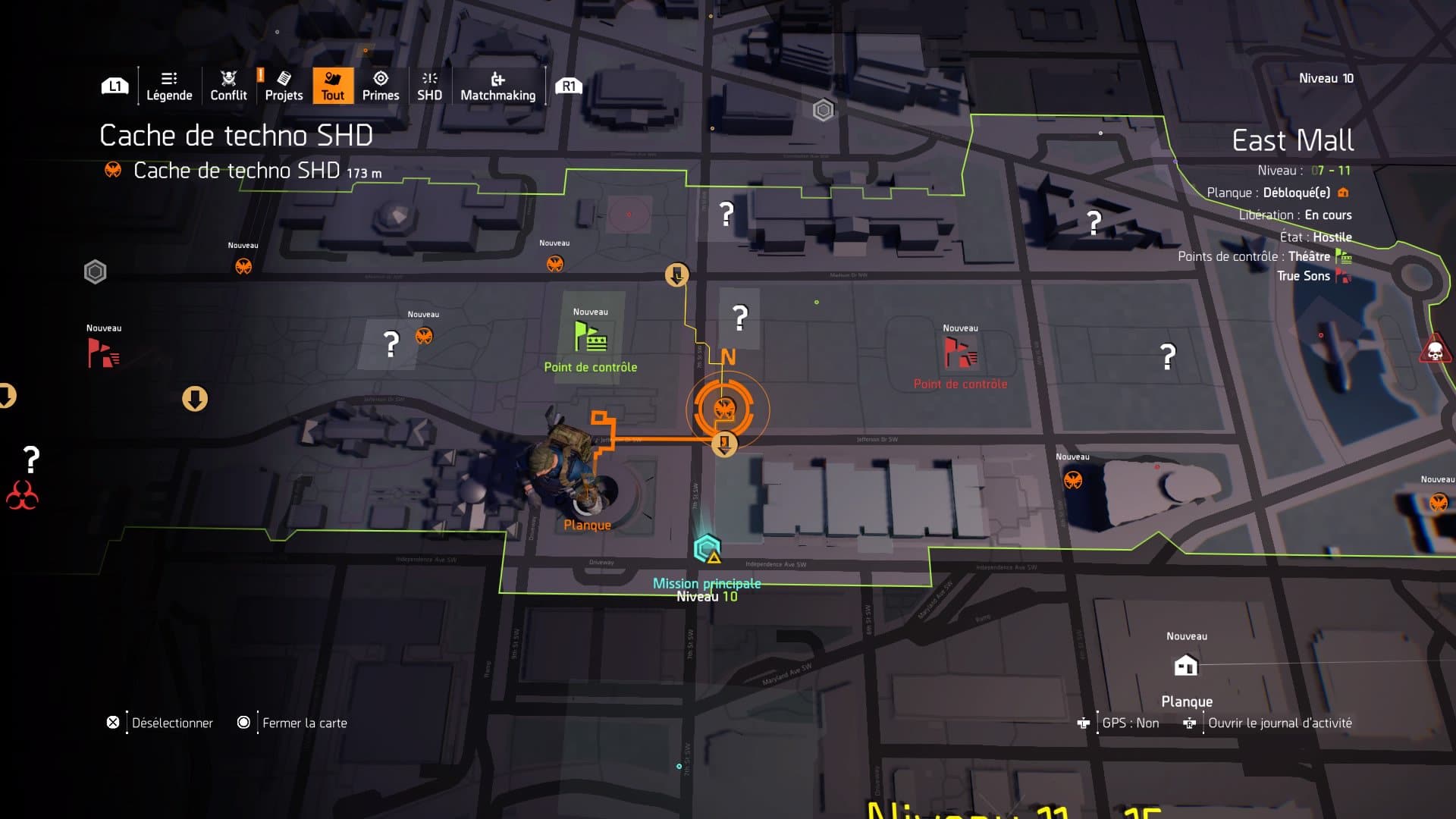 The division 2 caches techno shd east mall