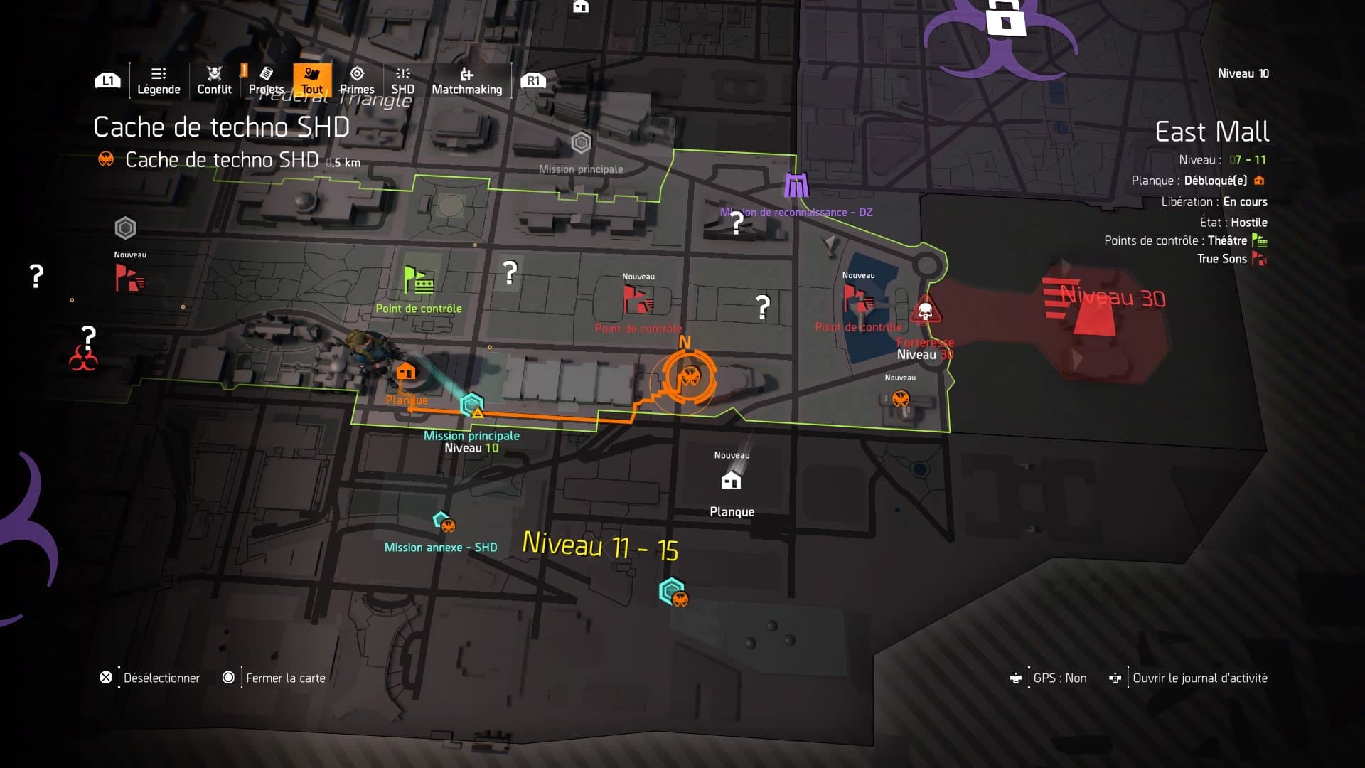 The division 2 caches techno shd east mall