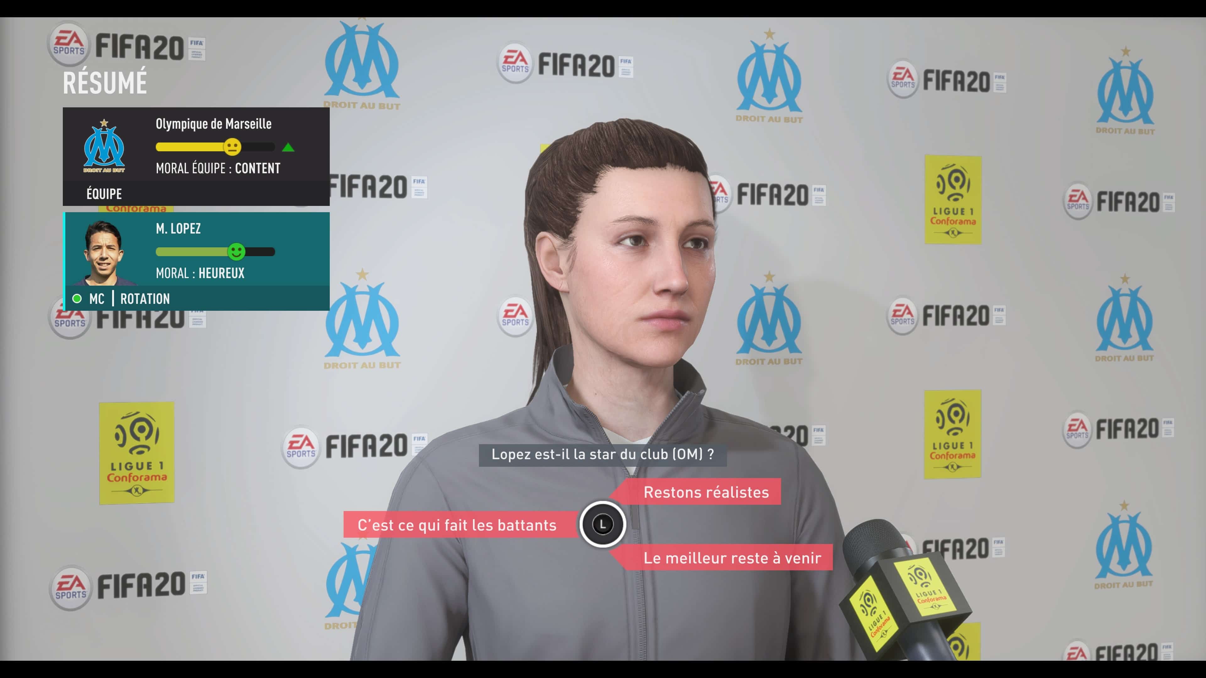Fifa 20 personnage interview carrière