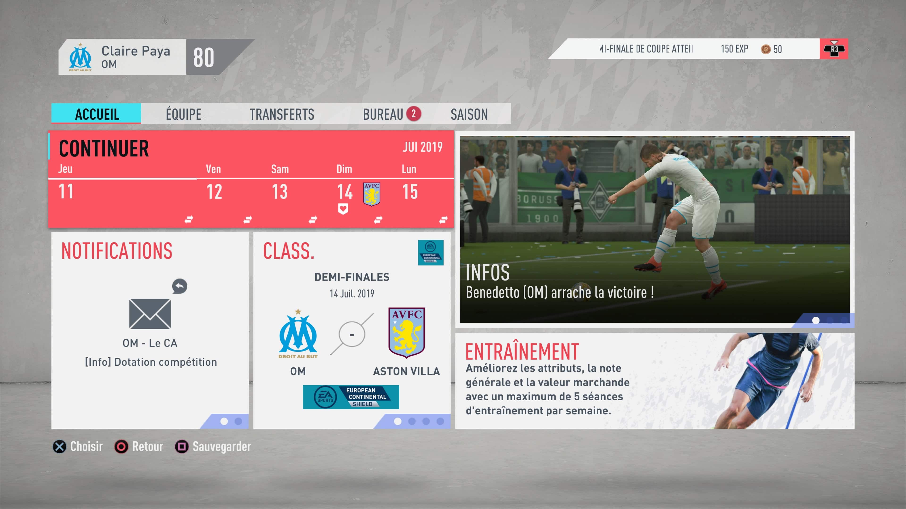 FIFA 20 interface