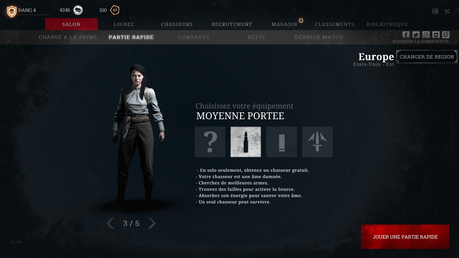 Hunt showdown personnage interface