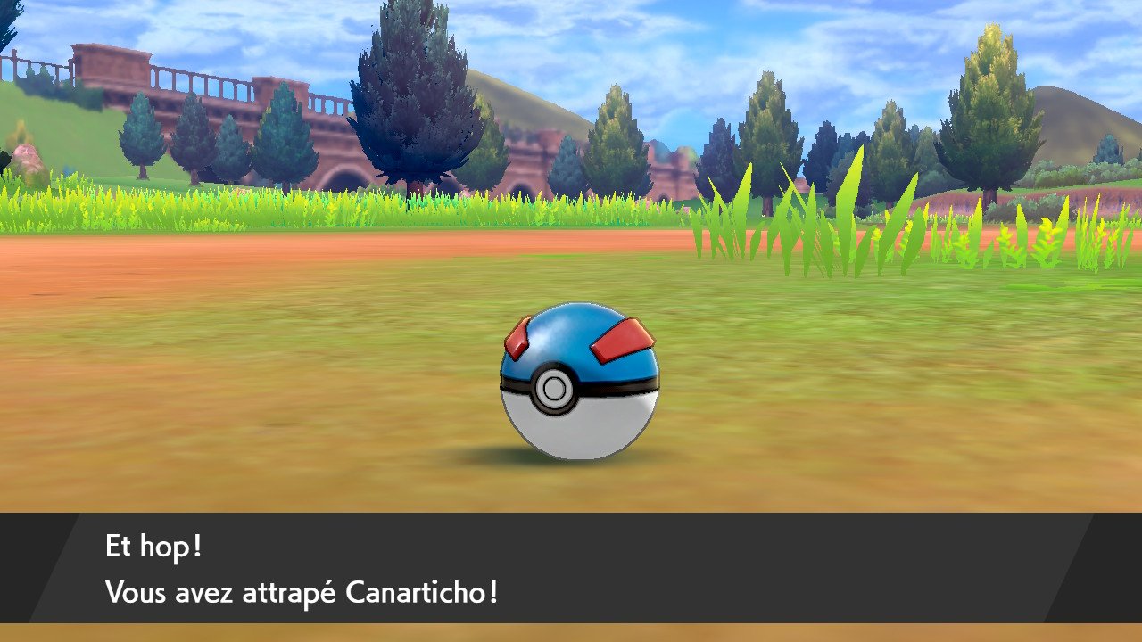 Pokémon épée et bouclier : canarticho attrapé