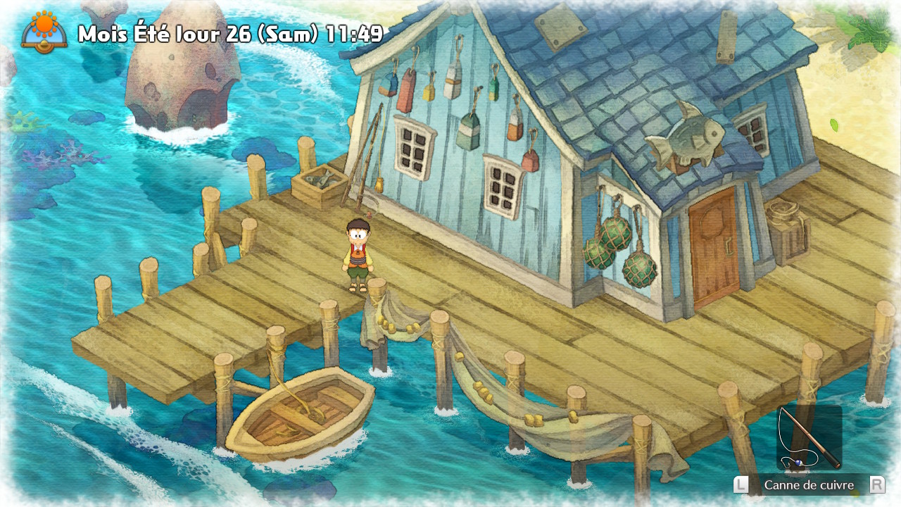Doraemon Story of Seasons screenshot maison de pêche