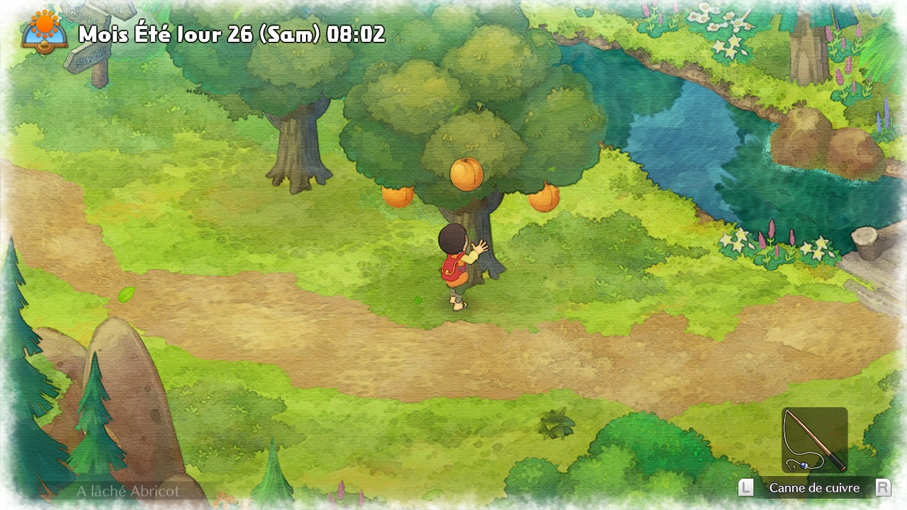 Doraemon Story of Seasons screenshot secouer les arbres