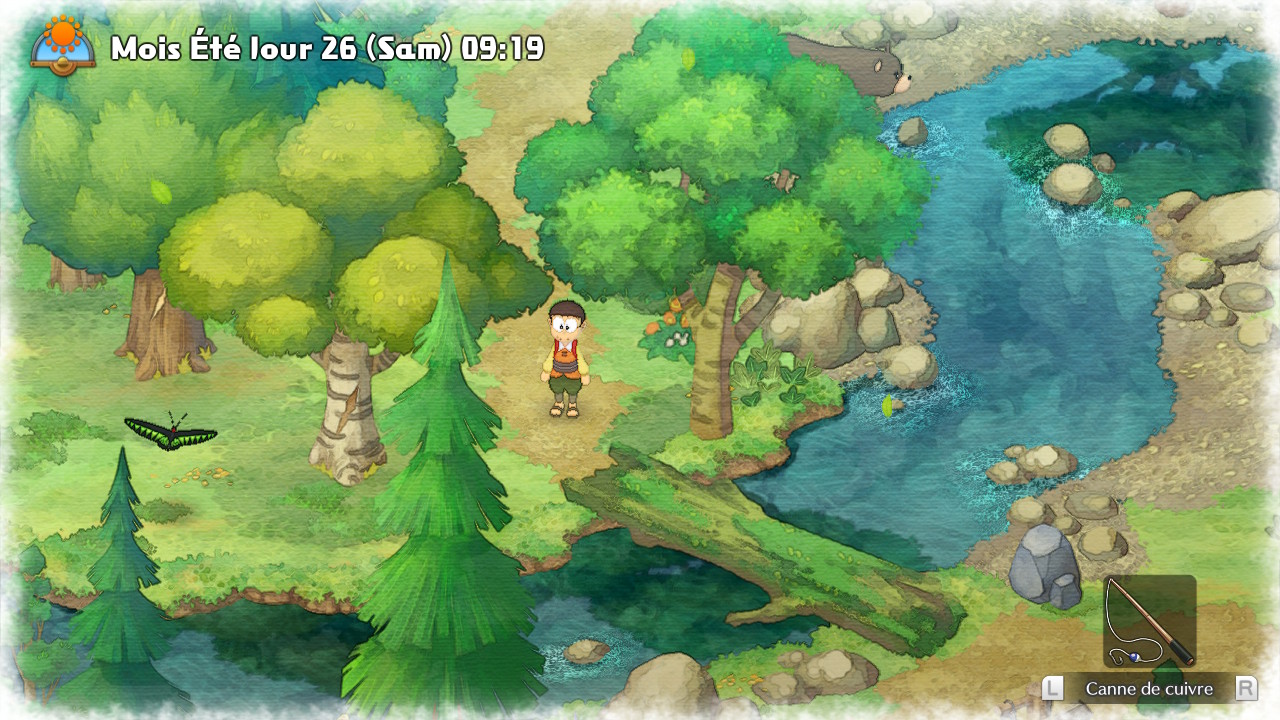 Doraemon Story of Seasons screenshot vue ruisseau forêt