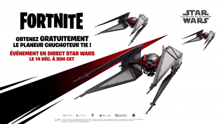 Image d'illustration pour l'article : Fortnite : le vaisseau TIE de Star Wars disponible gratuitement sous forme de planeur