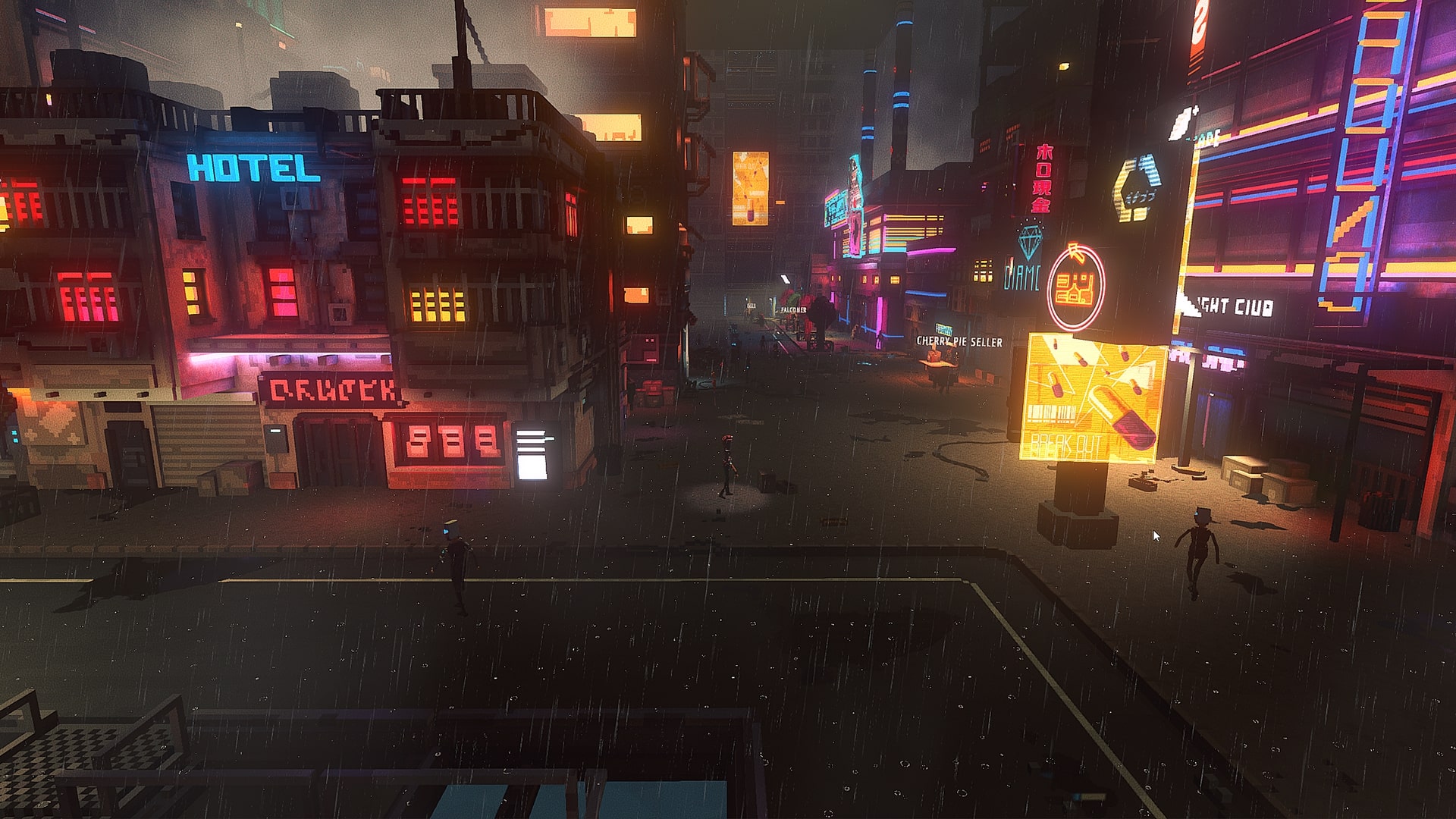 Cloudpunk screenshot personnage à pied dans la ville