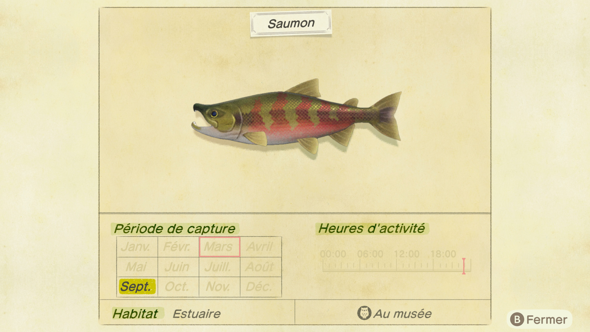 Liste des poissons - saumon - animal crossing new horizons