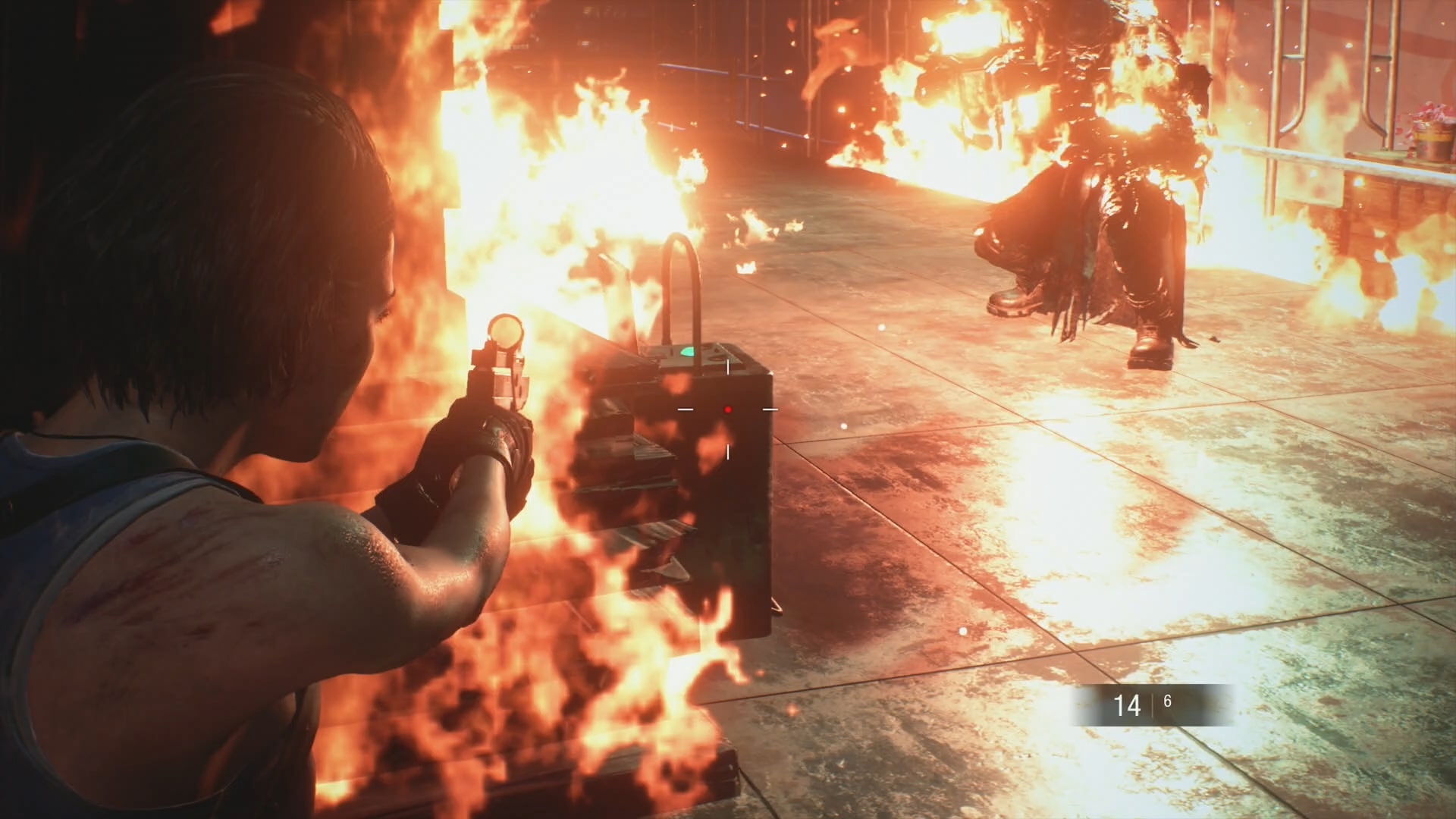 Resident evil 3 remake némésis flammes toit
