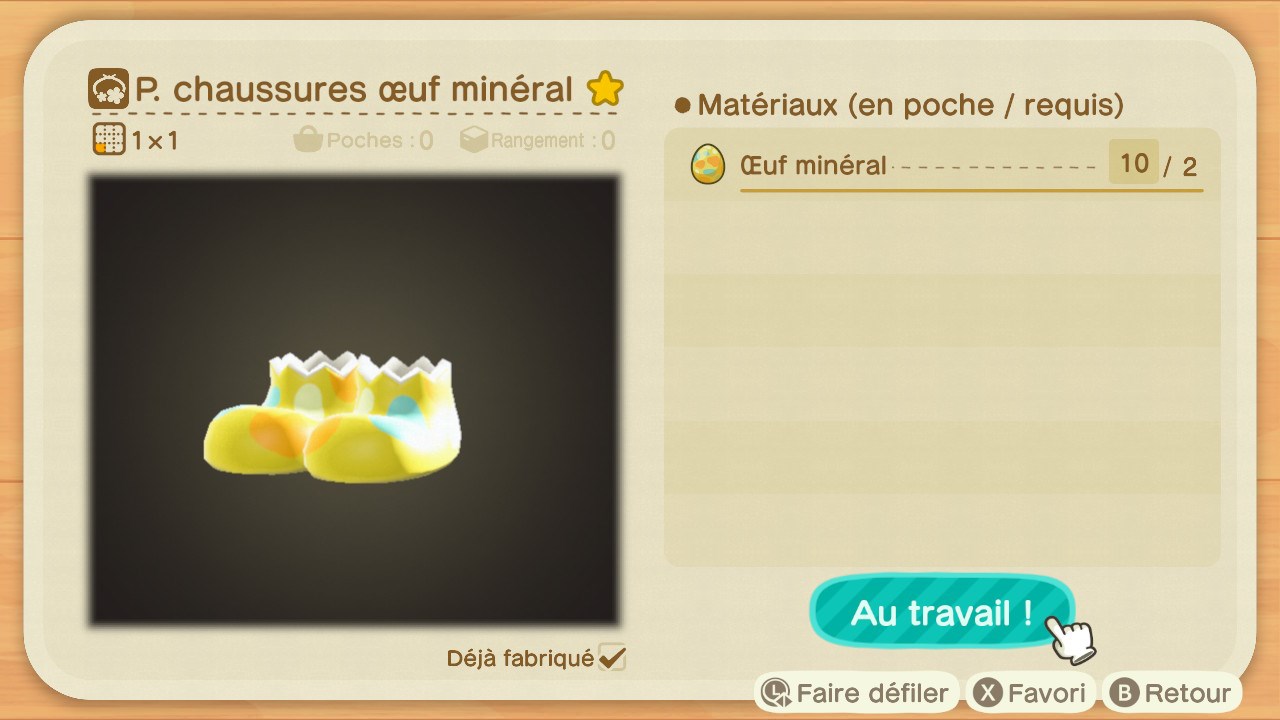 Animal crossing new horizons paire chaussure oeuf mineral 21