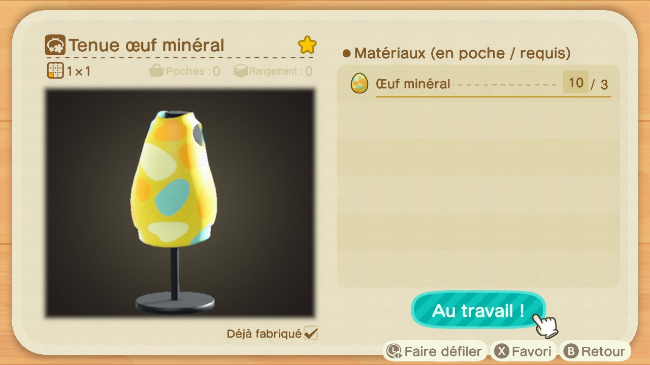 Animal crossing new horizons tenue oeuf mineral 20