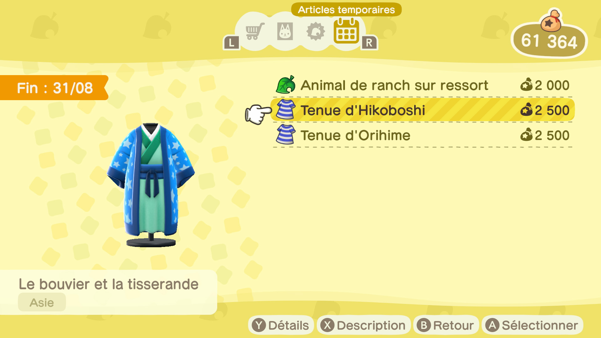 Articles temporaires du nook shopping - animal crossing new horizons