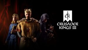 Crusaders kings 3 avec trois personnages et logo