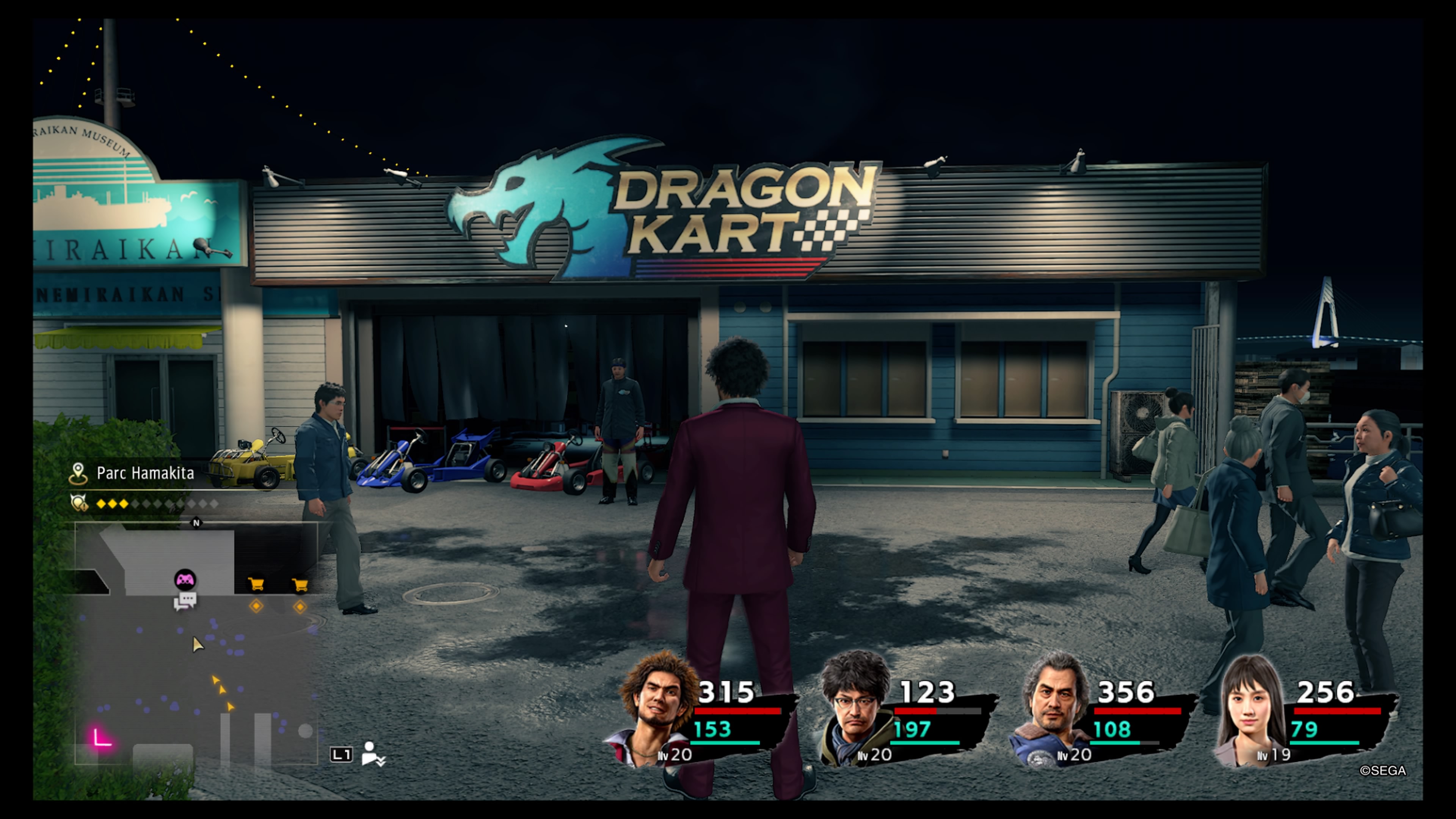 Ichiban kasuga - yakuza : like a dragon - dragon kart - course - stand