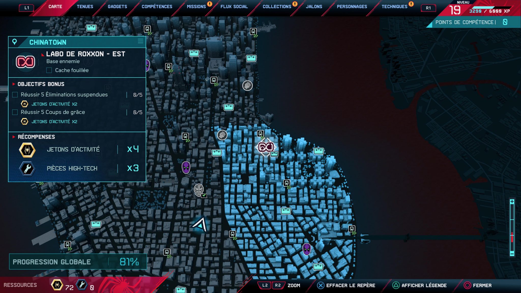Spider Man Miles Morales Roxxon Lab West Cache Emplacement des Labos de Roxxon | Guide Spider-Man Miles Morales