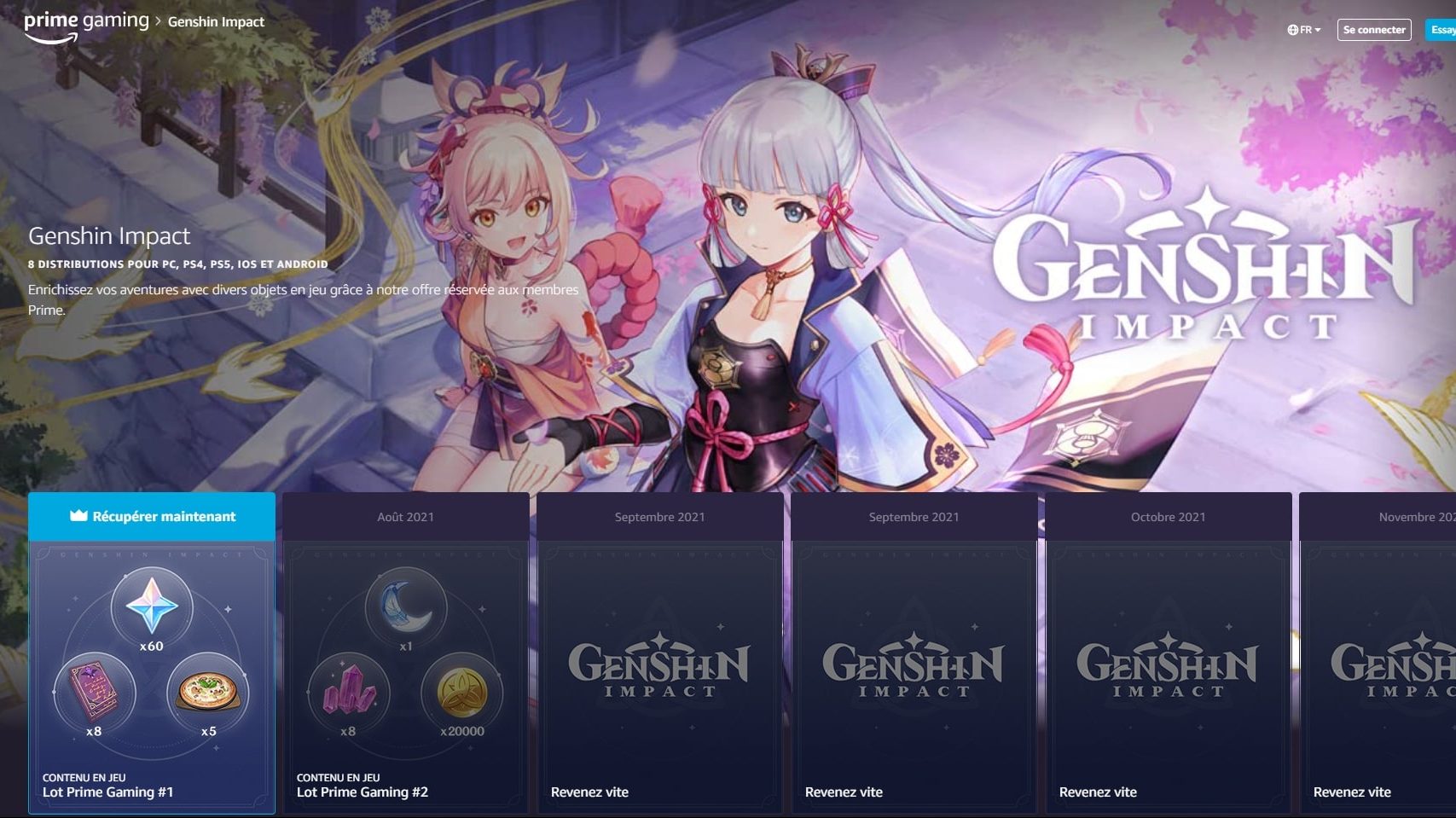 Comment obtenir des récompenses gratuites sur Genshin Impact via Prime  Gaming 