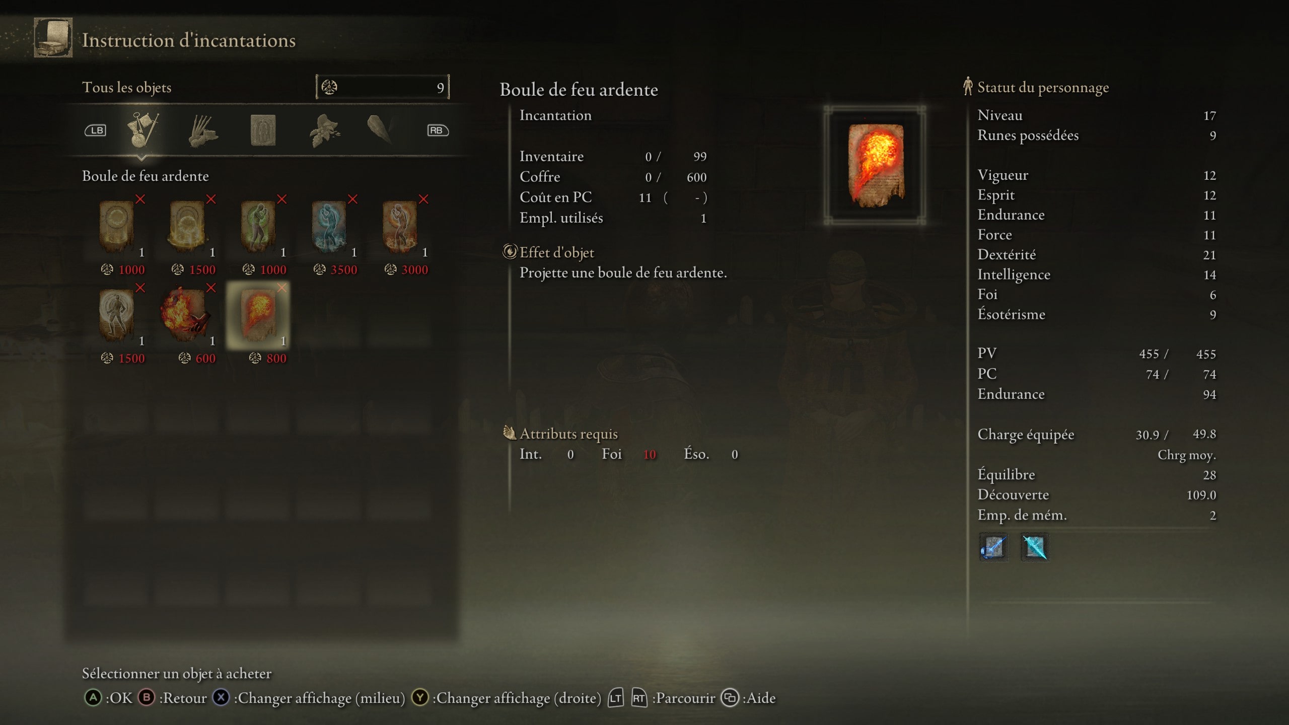 Elden ring guide sort boule de feu ardente 17