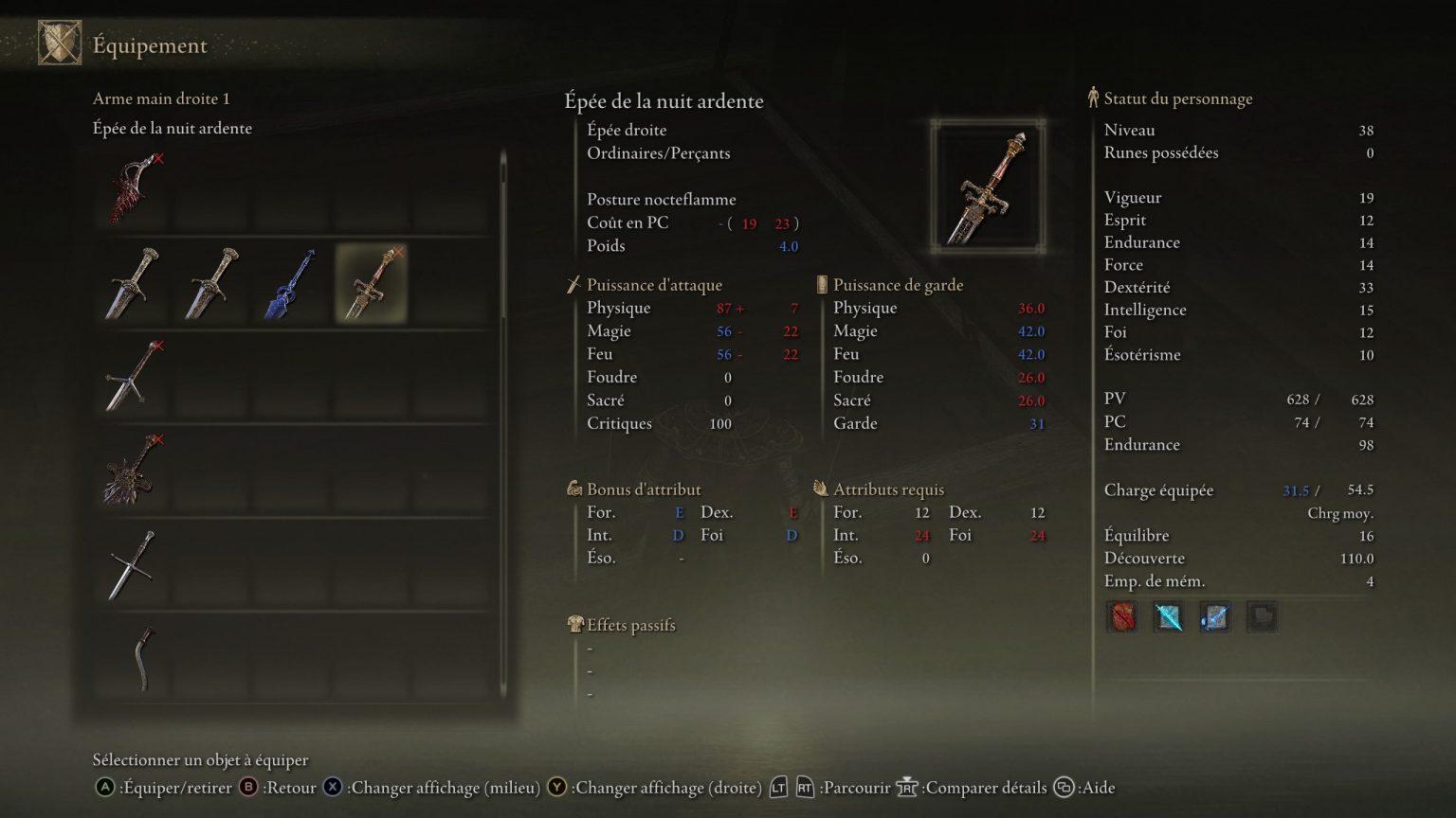 Épée de la nuit ardente Elden Ring