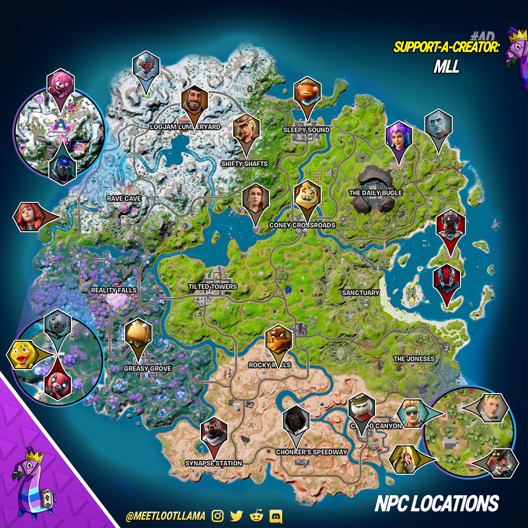 Fortnite guide emplacement pnj