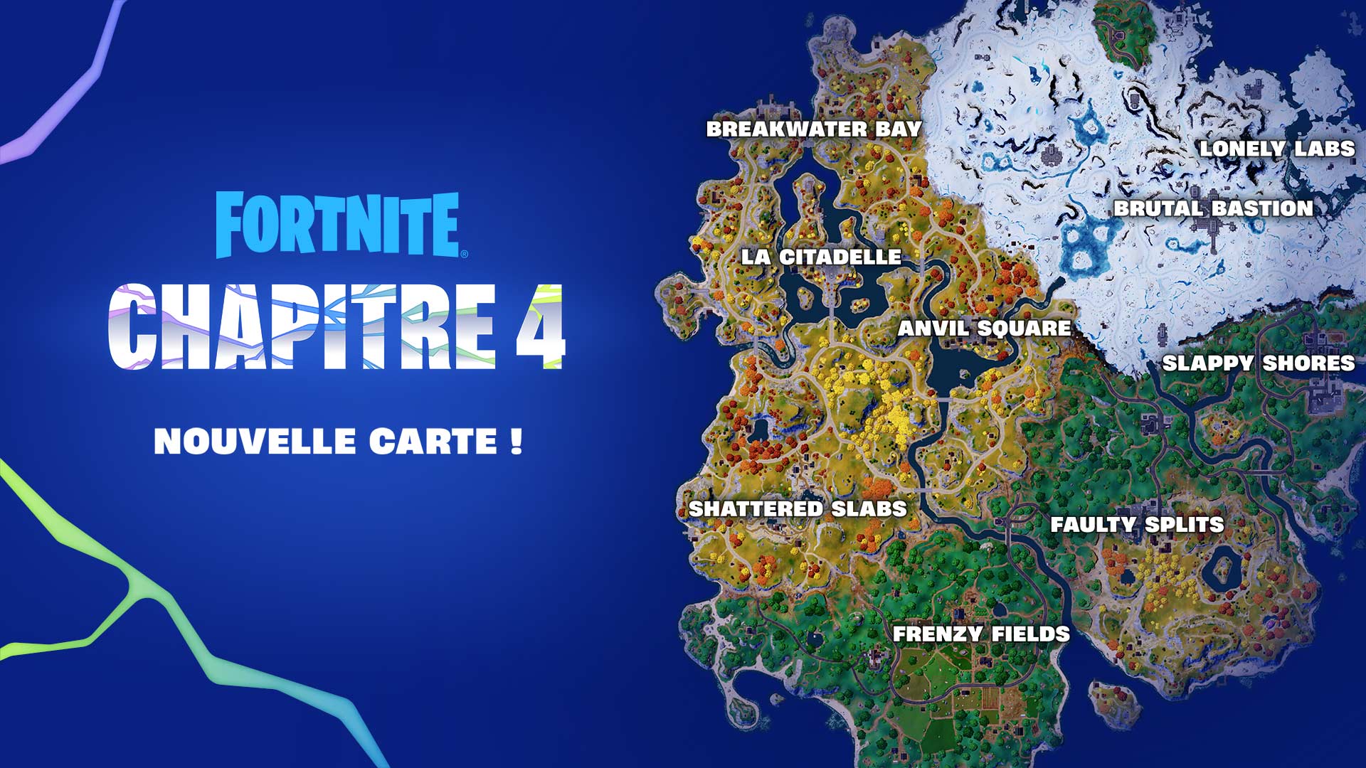 Fortnite : Map Chapitre 2, Saison 1, Nouvelle carte, Toutes les villes,  Lieux-dits
