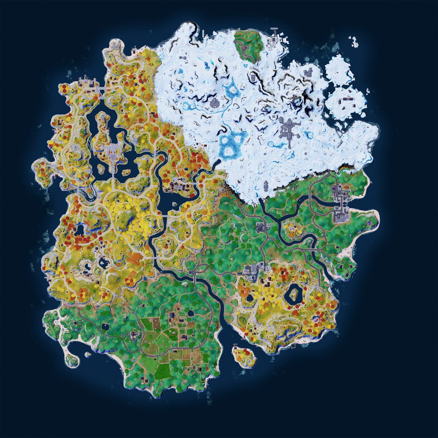 Fortnite Chapitre 4 Saison 1 D Couvrez La Nouvelle Le Du Battle Royale   Fortnite Saison 1 Chapitre 4 Carte Detail 1536x1536 