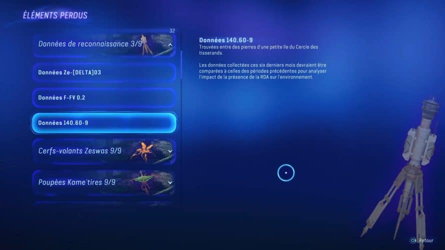 Localisation des Collecteurs de données Avatar Frontiers of Pandora