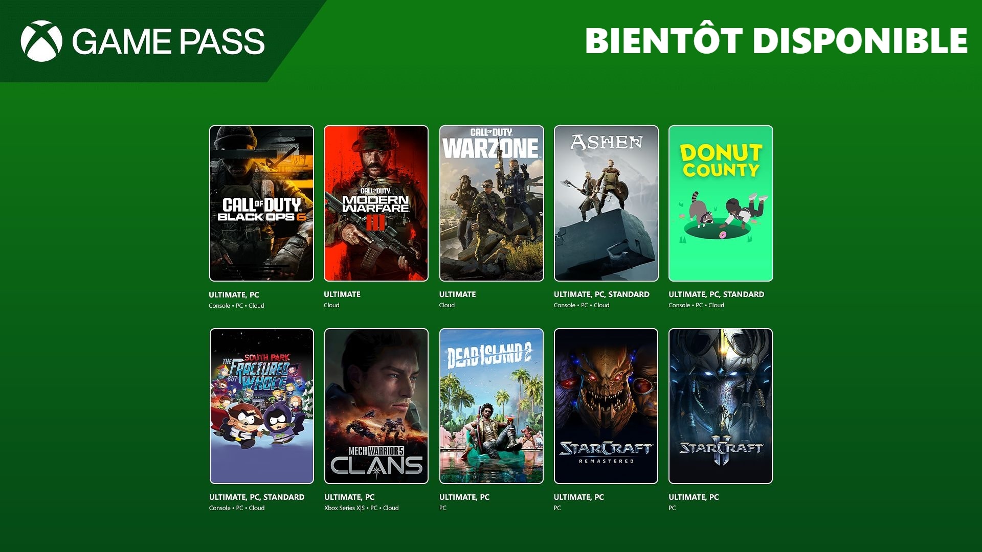 Xbox Game Pass Call of Duty Black Ops 6, Starcraft, Dead Island 2 und mehr folgen in Kürze