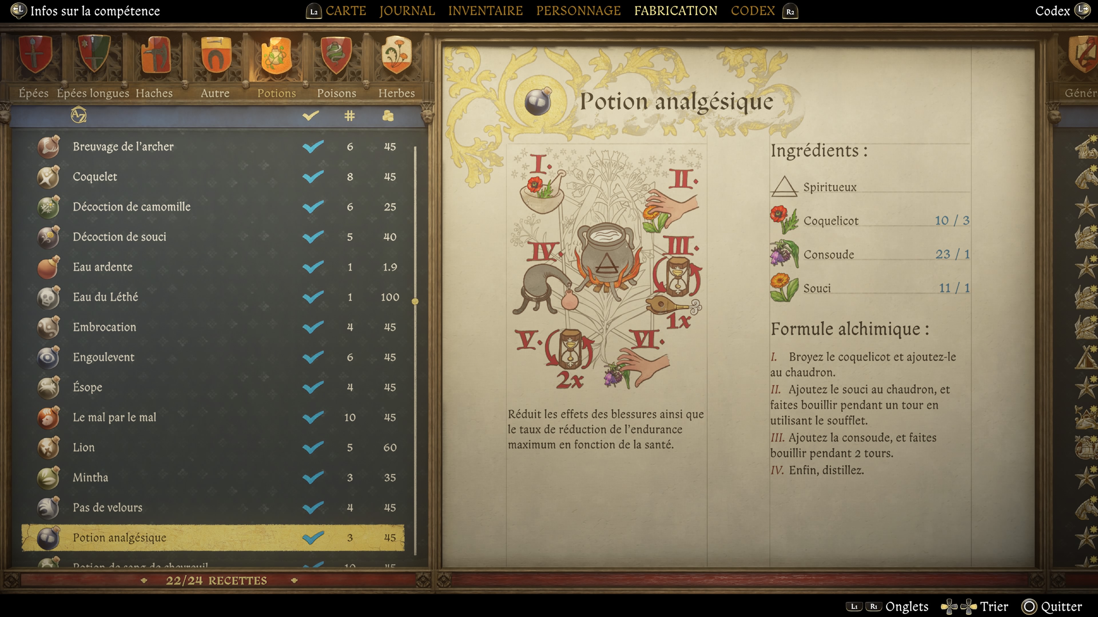 Kingdom come deliverance ii recette 17 18