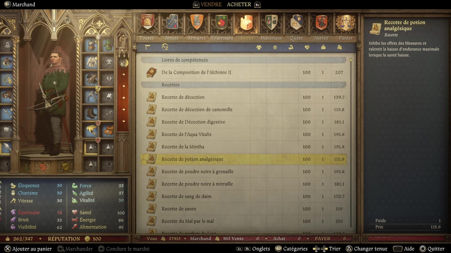 Toutes les recettes pour potions Guide Kingdom Come Deliverance II