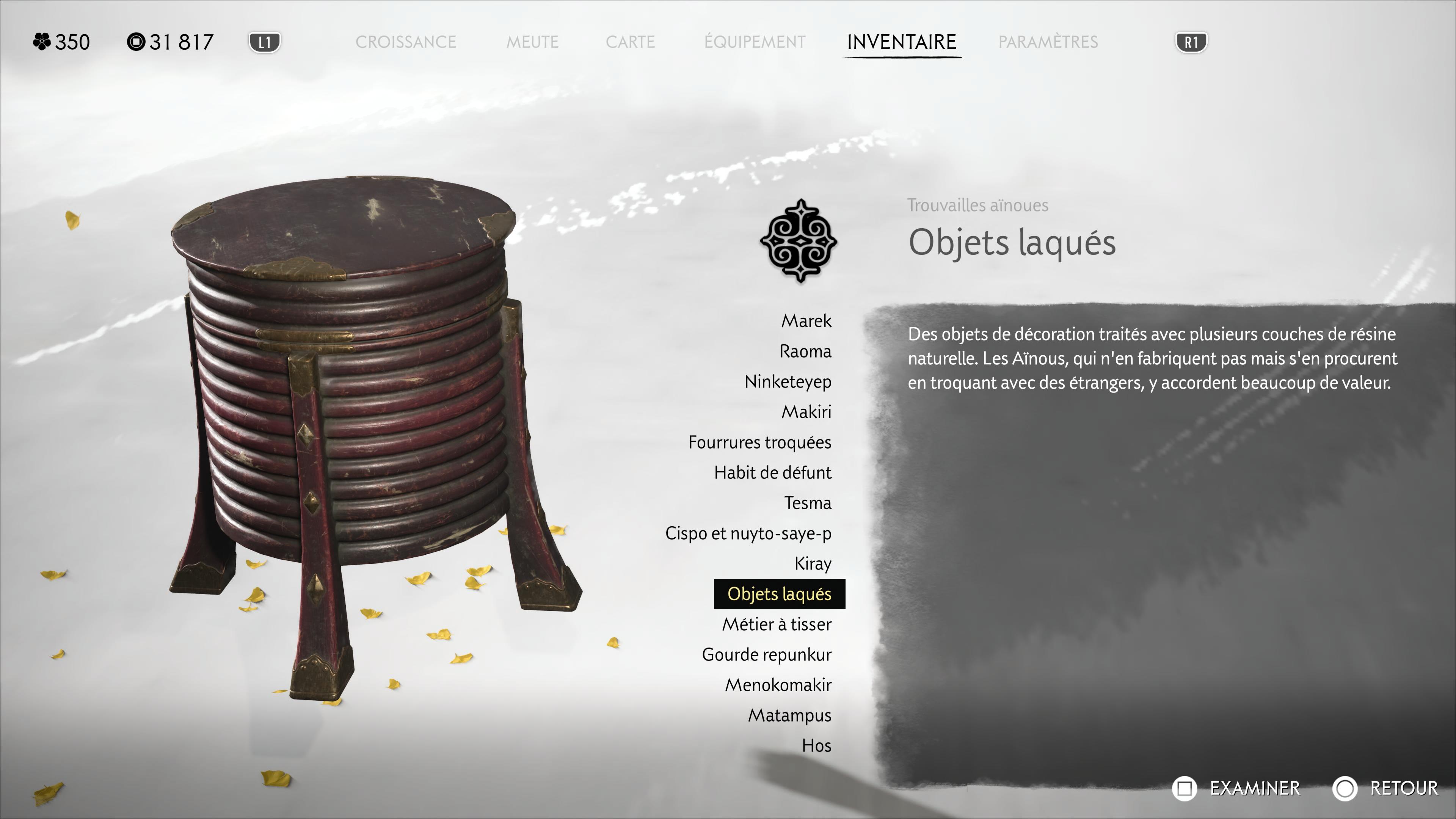 Ghost of yotei artefact ainou objets laques 1 151