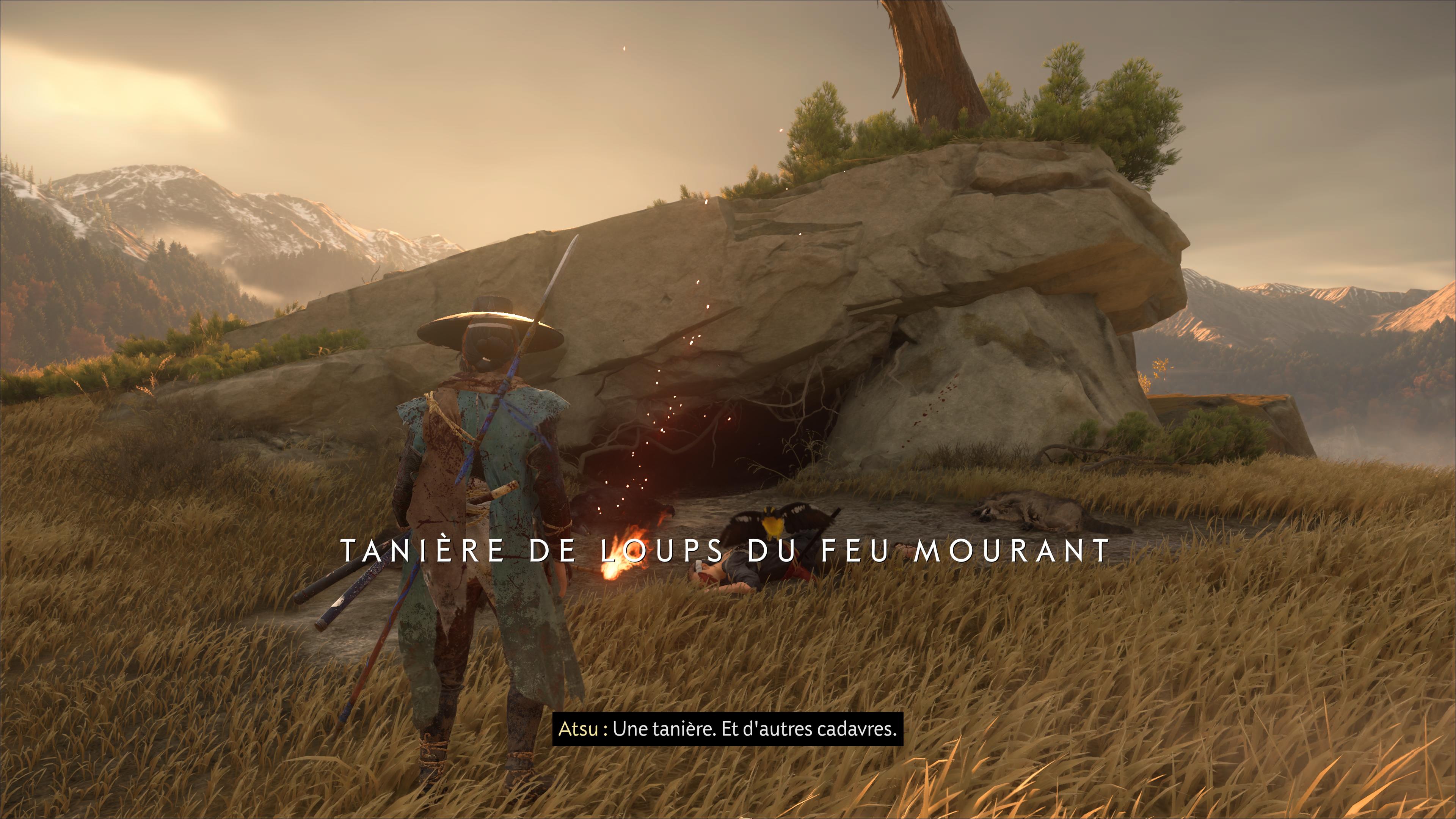 Ghost of yotei taniere loups feu mourant 1 54