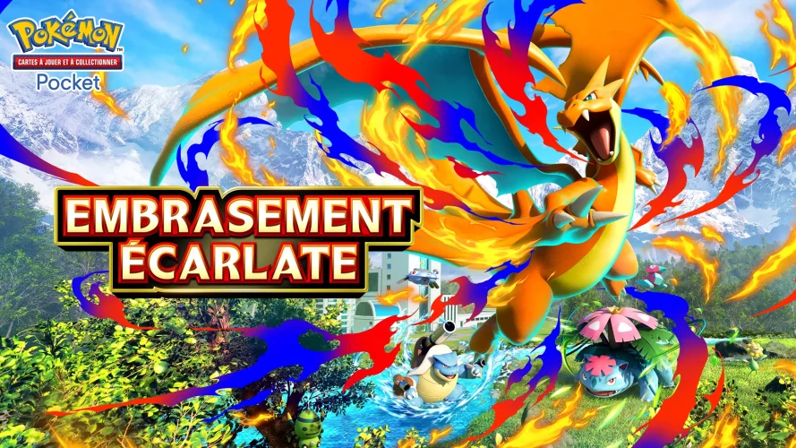 Image d\'illustration pour l\'article : Pokémon TCG Pocket fait encore dans la Méga-Évolution avec sa prochaine extension, Embrasement Écarlate