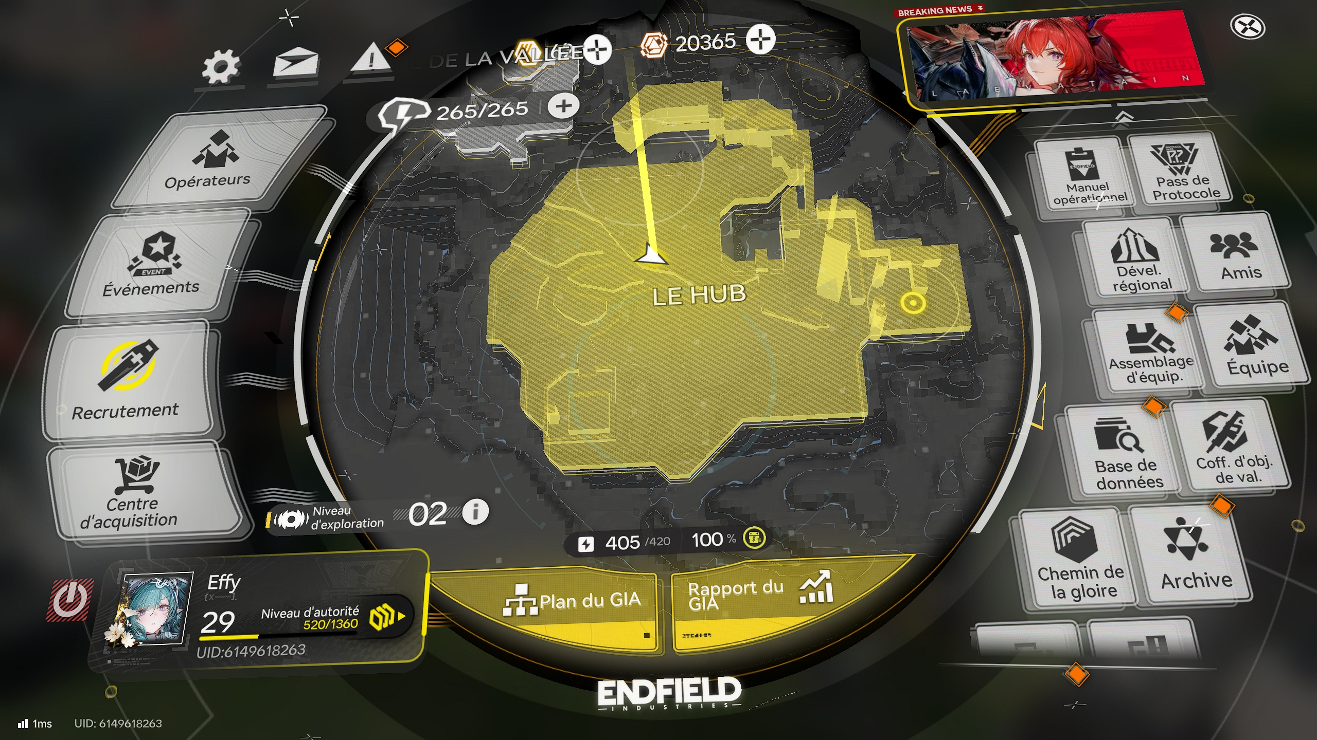 Arknights endfield niveau d'autorité